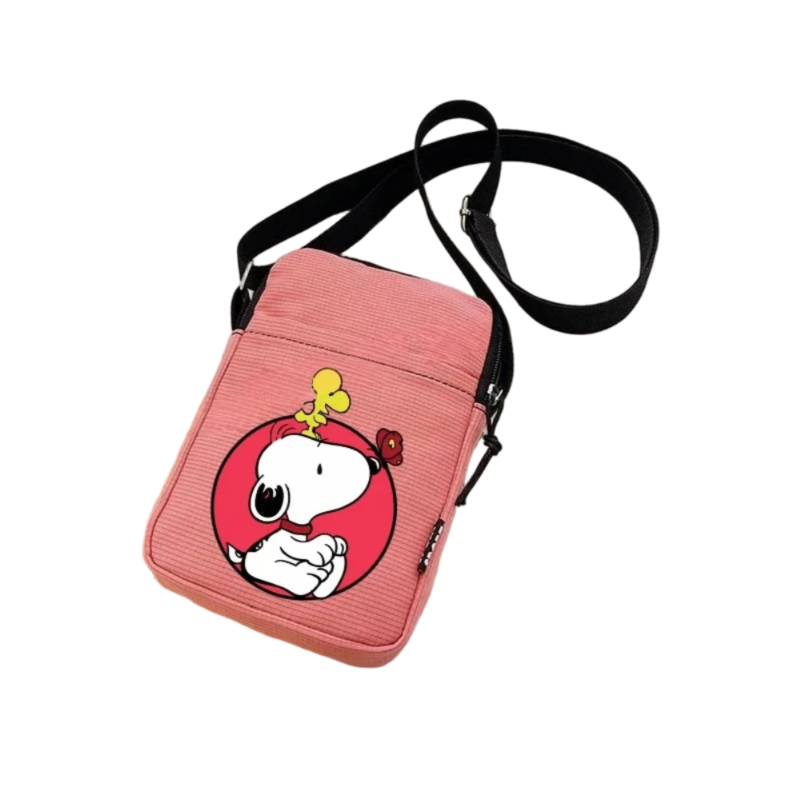 Kawaii Cartoon Snoopy With Woodstock Pink Crossbody Bag Kawaii Cartoon Snoopy With Woodstock Pink Crossbody Bag