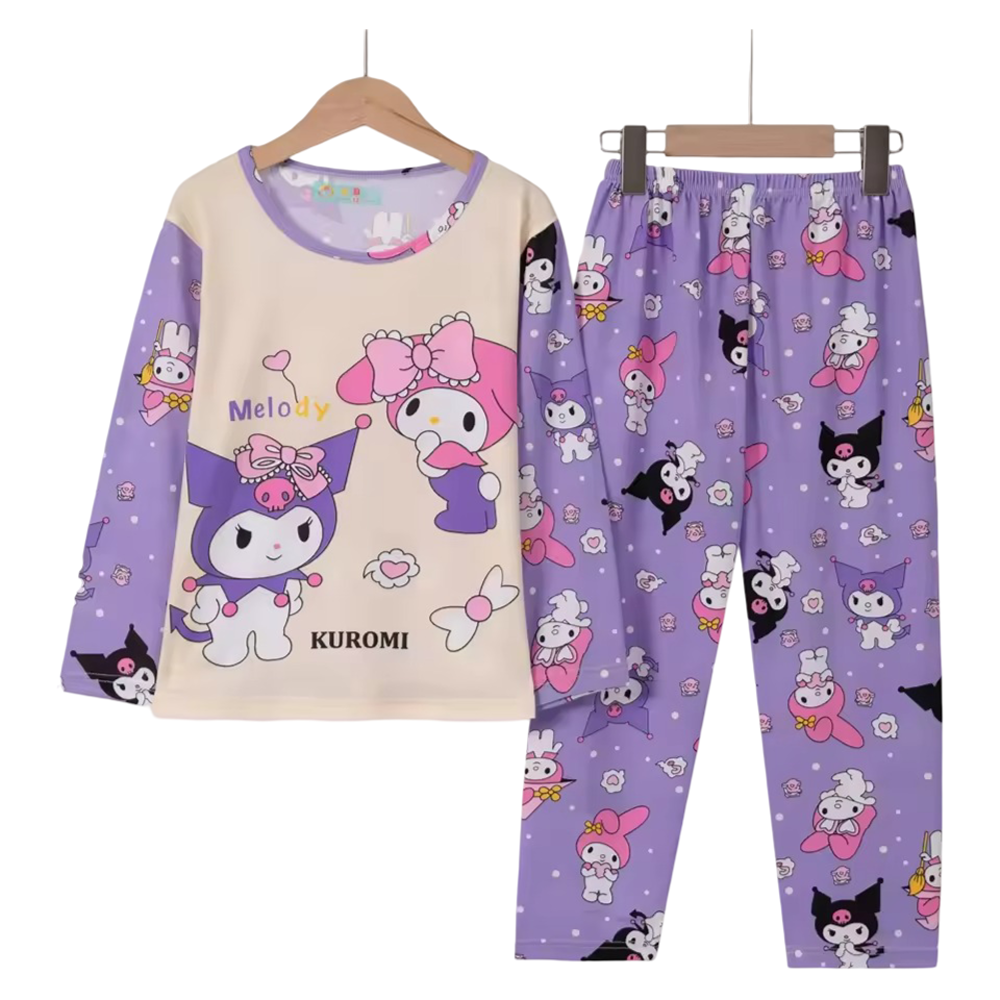 Kawaii Cartoon Sanrio Kuromi And My Melody Pajama Set