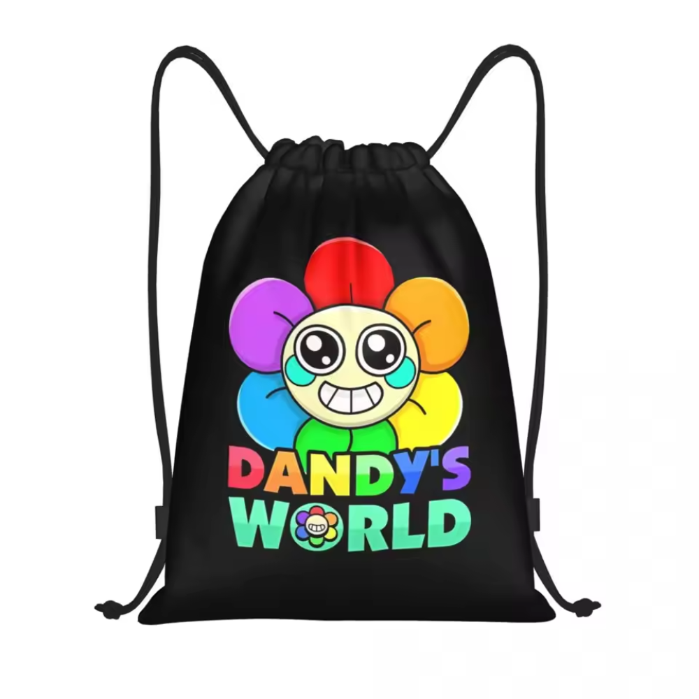 Kawaii Cartoon Dandy's World Dandy Black Drawstring Backpack