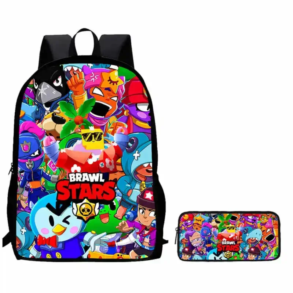 2Pcs/Set Kawaii Anime Brawl Stars Character Backpack And Pencil Case