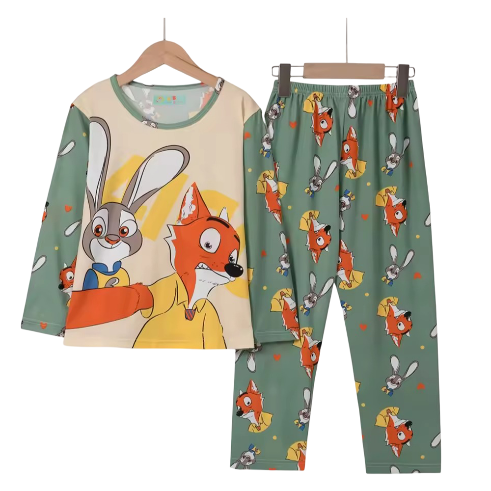 Kawaii Cartoon Zootopia Nick Wilde And Judy Hopps Pajama Set