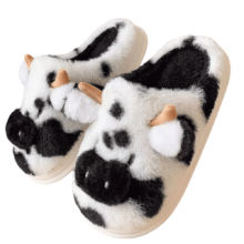 Cartoon Cow Kawaii Closed Toe Black Slippers Cartoon Cow Kawaii Closed Toe Black Slippers
