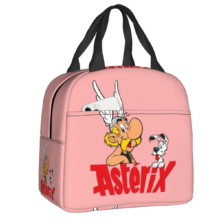 Kawaii Cartoon Asterix And Dogmatix Pink Insulated Lunch Bag Kawaii Cartoon Asterix And Dogmatix Pink Insulated Lunch Bag