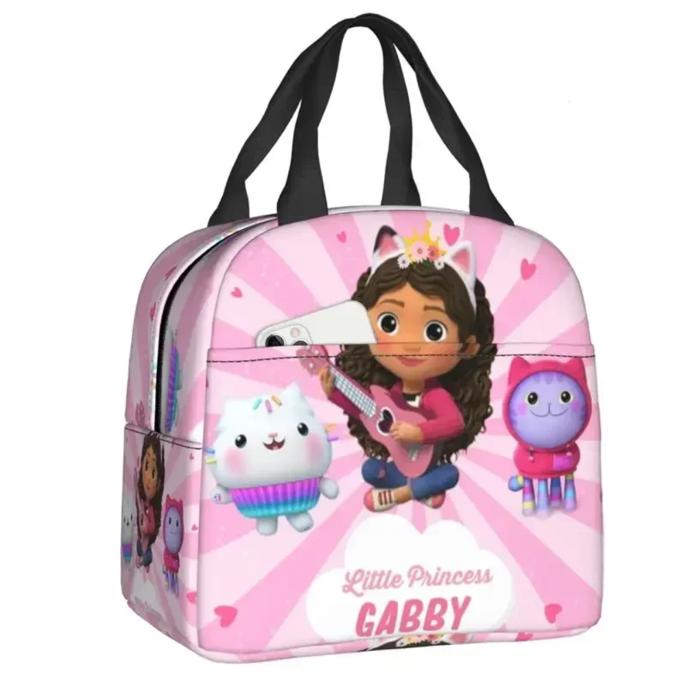 Kawaii Cartoon Gabby's Dollhouse Gabby And Cakey With DJ Catnip Lunch Bag