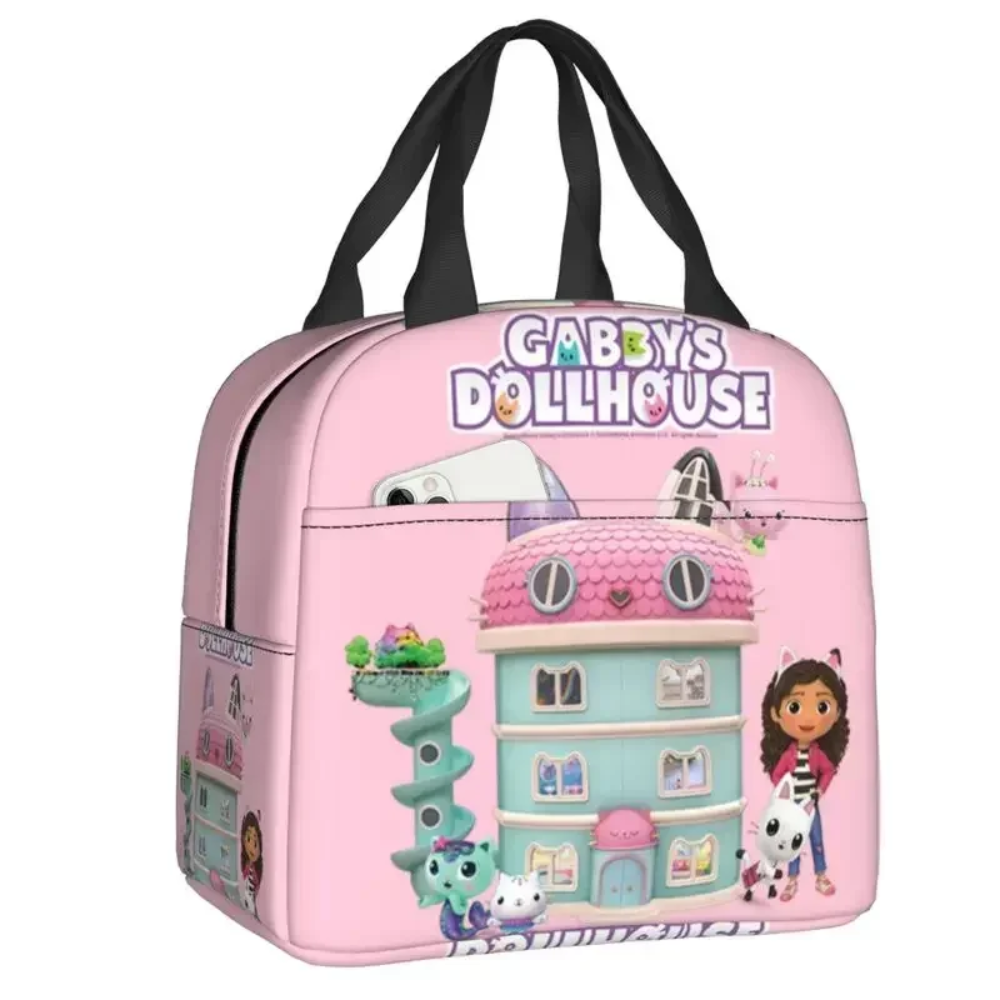 Cartoon Gabby's Dollhouse Character Kawaii Insulated Lunch Bag