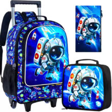 3Pcs/Set Kawaii Astronaut Trolley Luggage Travel Backpack With Rolling Wheels 3Pcs/Set Kawaii Astronaut Trolley Luggage Travel Backpack With Rolling Wheels