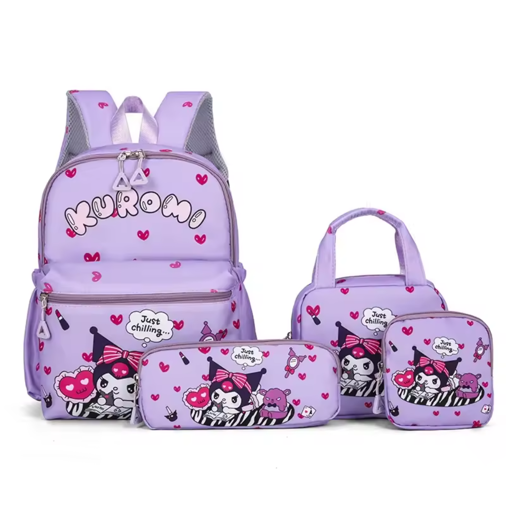4Pcs/Set Cartoon Kawaii Kuromi Backpack 
