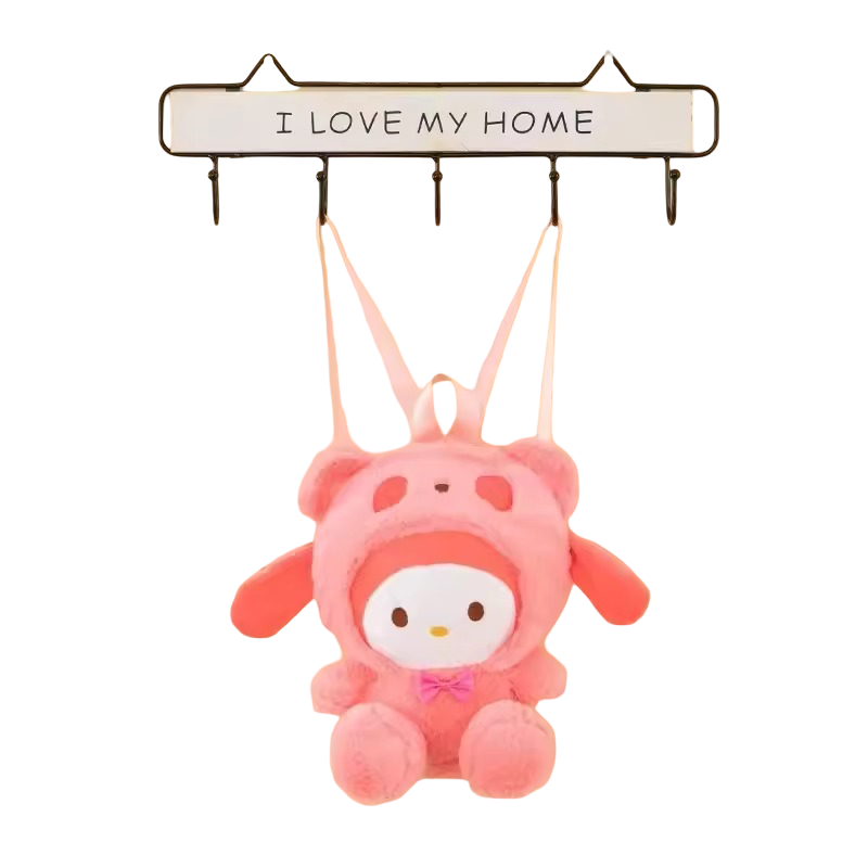 22cm Sanrio My Melody Turn Into Panda Kawaii Plush Backpack 