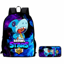 2Pcs/Set Cartoon Kawaii Brawl Stars Shark Leon Backpack And Pencil Case 2Pcs/Set Cartoon Kawaii Brawl Stars Shark Leon Backpack And Pencil Case