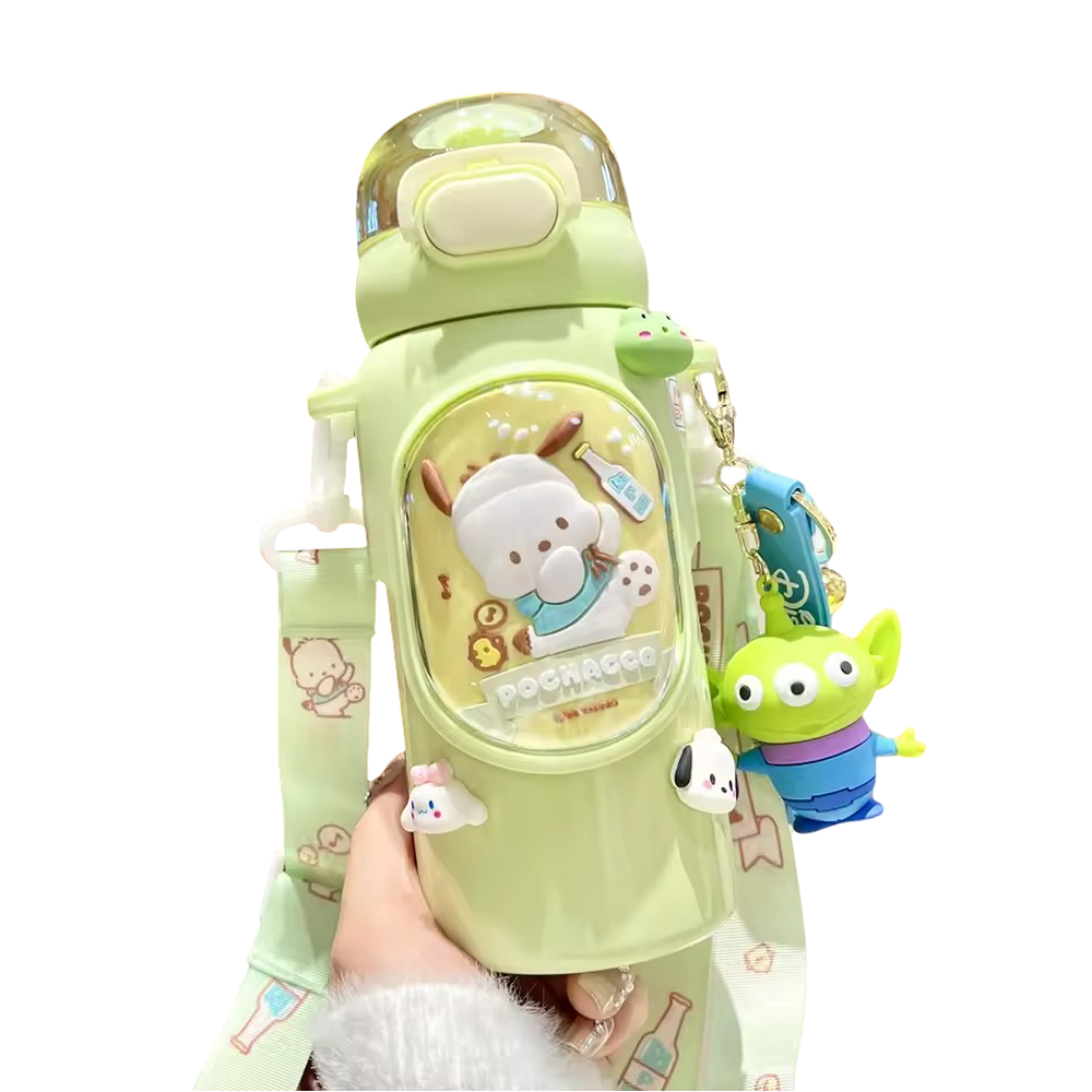 Kawaii Sanrio Pochacco Anime Water Bottle With Keychain