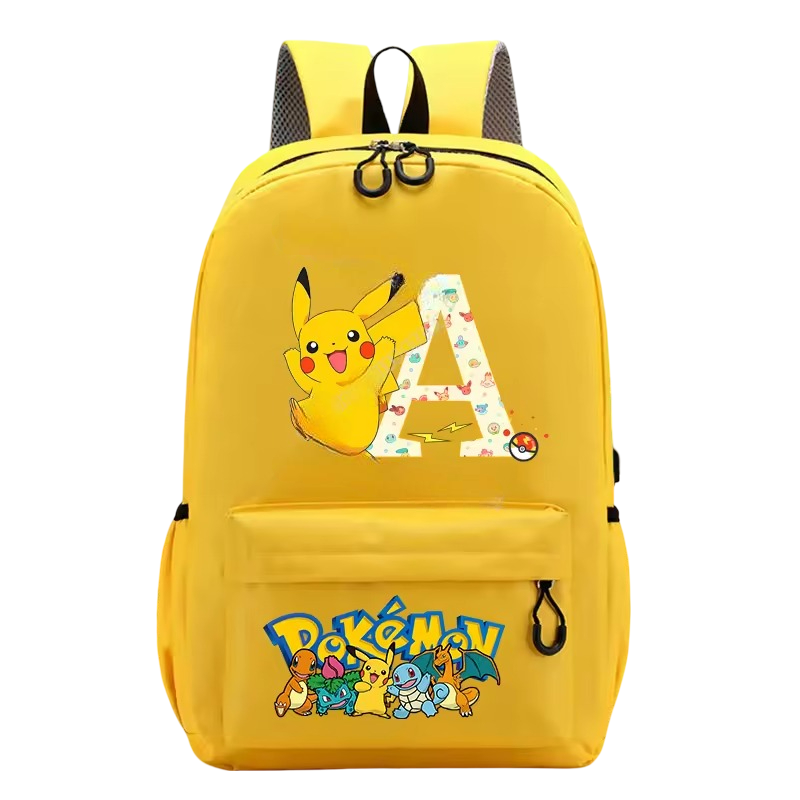 Kawaii Anime Pokemon Pikachu Alphabet Printed Backpack Kawaii Anime Pokemon Pikachu Alphabet Printed Backpack