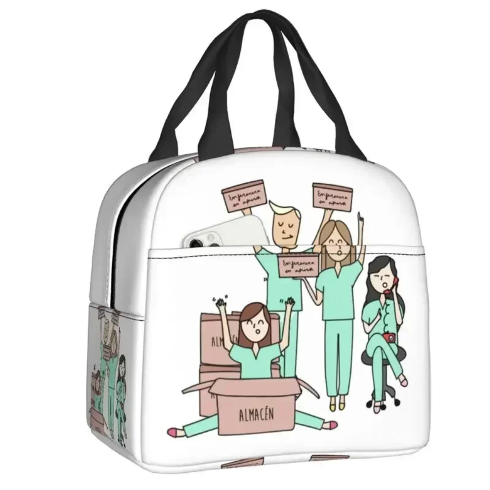 Kawaii Enfermera En Apuros Doctor Nurse Printed White Lunch Bag