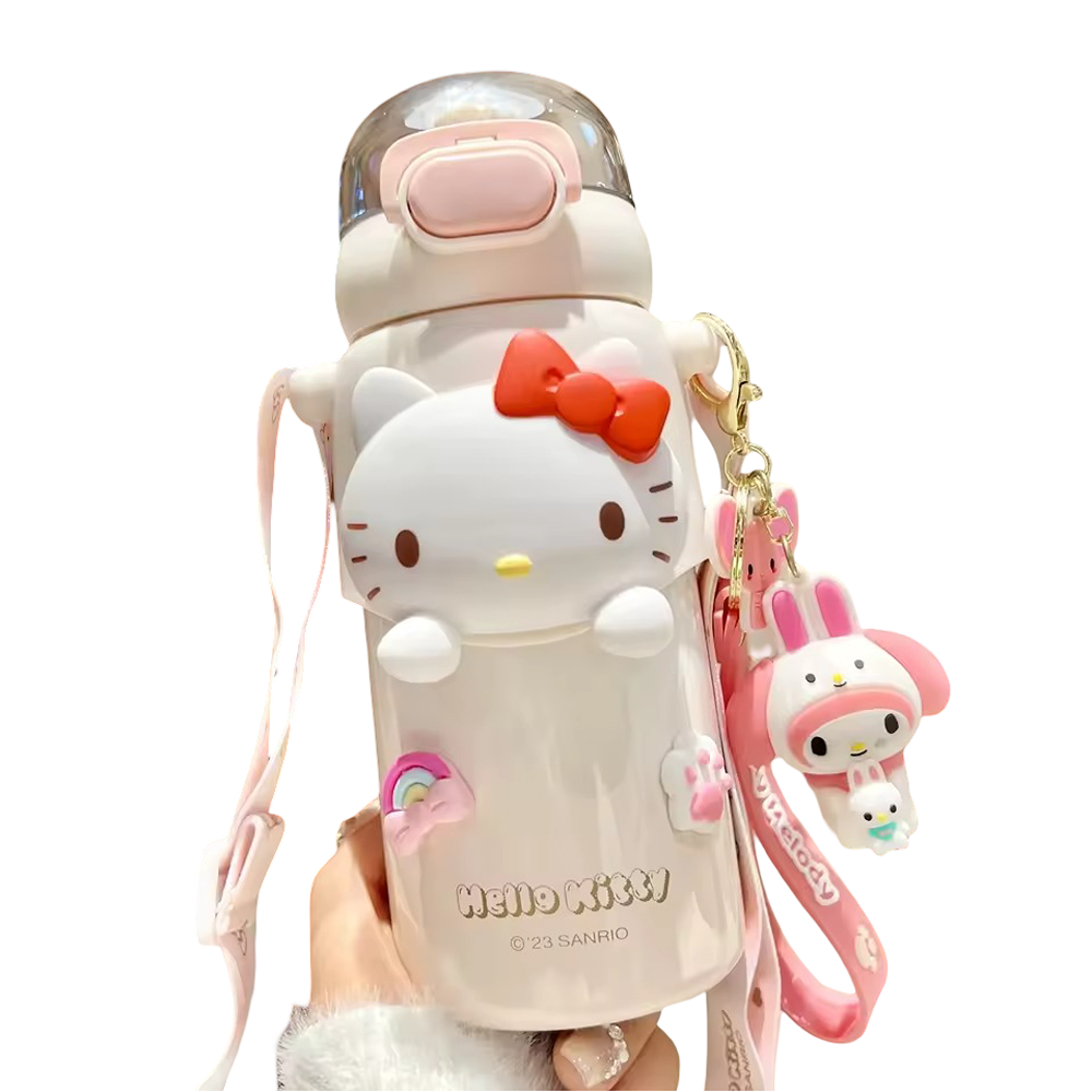 Kawaii Sanrio Hello Kitty Water Bottle With Keychain