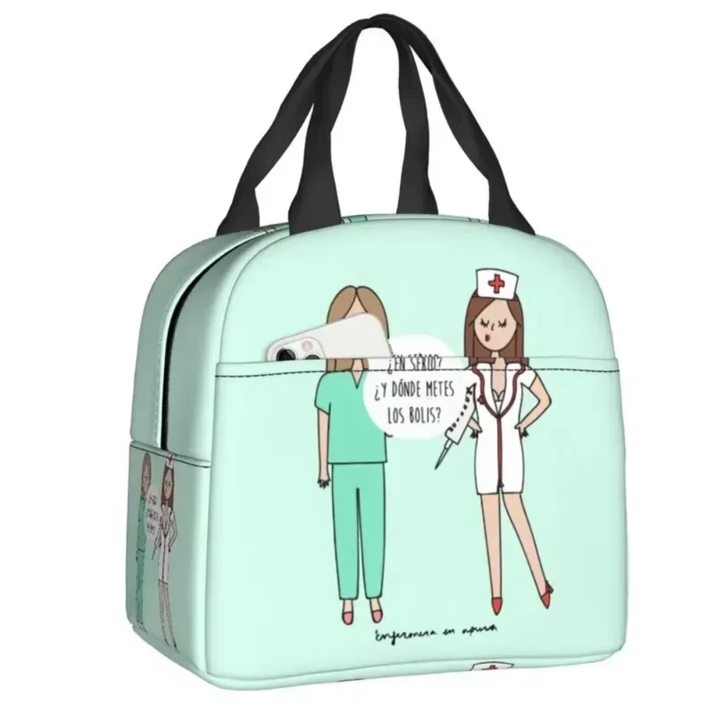 Kawaii Enfermera En Apuros Doctor Nurse Green Insulated Lunch Bag