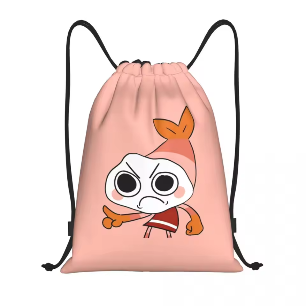 Kawaii Cartoon Dandy's World Shrimpo Pink Drawstring Backpack