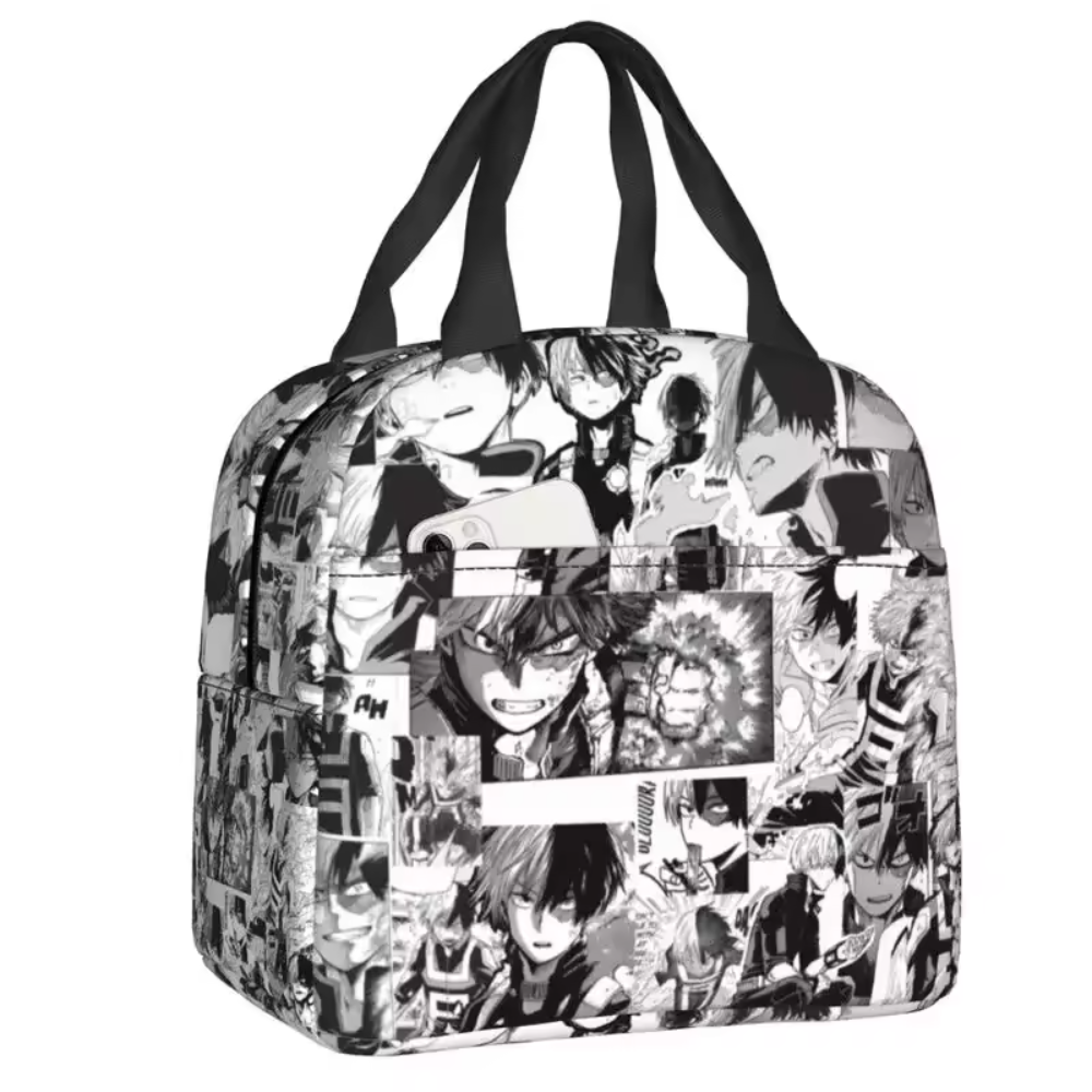 Anime Kawaii My Hero Academia Shoto Todoroki Black And White Lunch Bag