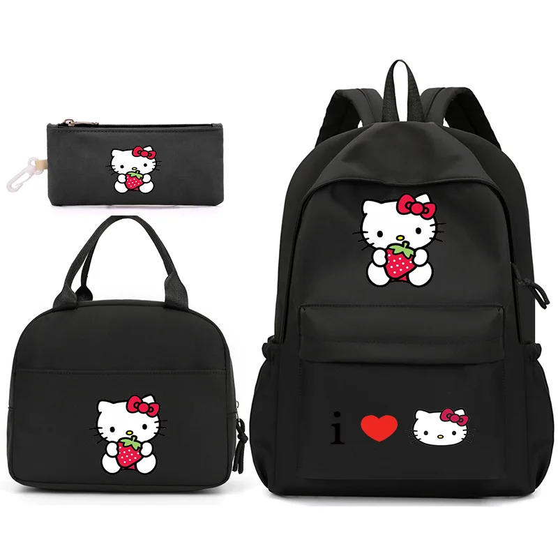 3Pcs/Set Kawaii Cartoon Hello Kitty With Strawberry Backpack