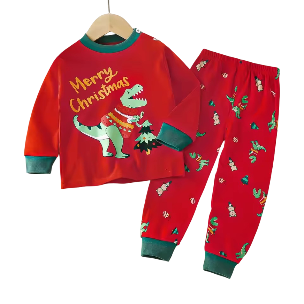 Kawaii Cartoon Merry Christmas Crocodile Pajama Set