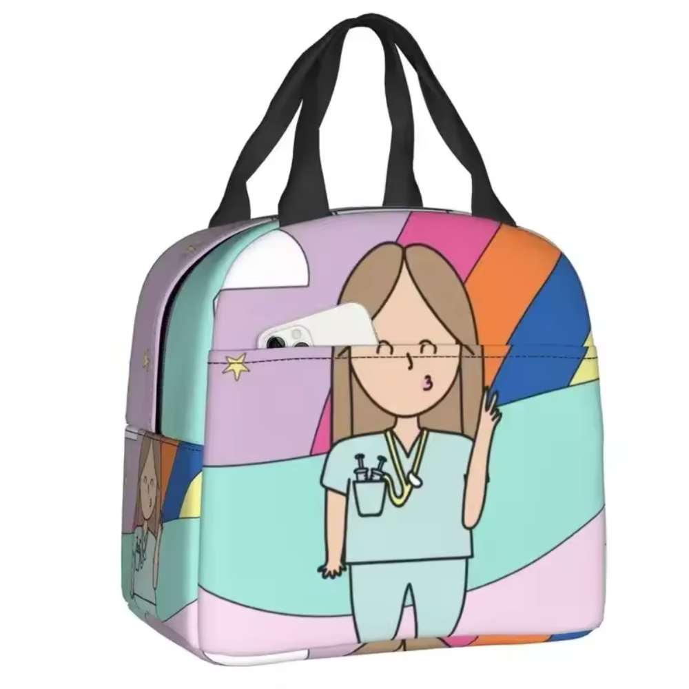 Enfermera En Apuros Doctor Nurse Kawaii Printed Insulated Lunch Bag