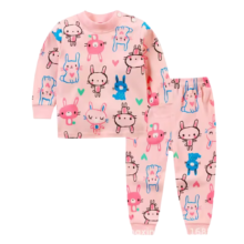 Kawaii Cartoon Bunny Kitties Pink Pajama Set Kawaii Cartoon Bunny Kitties Pink Pajama Set