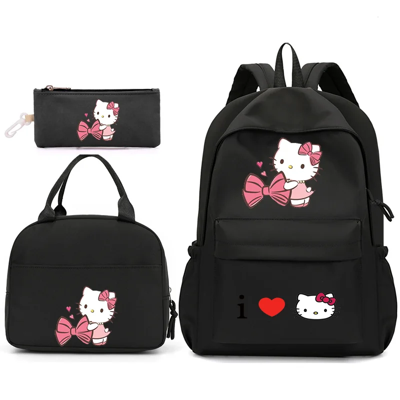 3Pcs/Set Kawaii Cartoon Hello Kitty With Bow Backpack