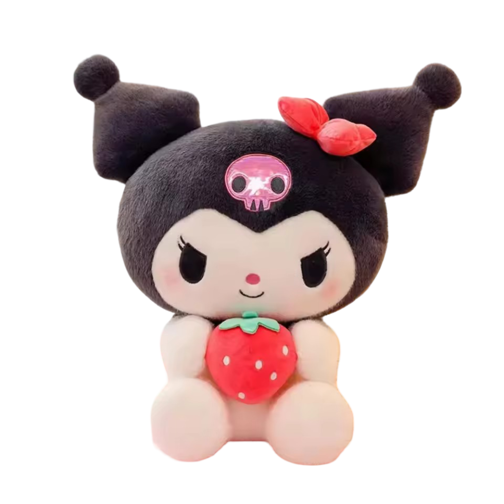 Sanrio Kawaii Cartoon Kuromi With Strawberry Soft Stuffed Plush Toy Sanrio Kawaii Cartoon Kuromi With Strawberry Soft Stuffed Plush Toy