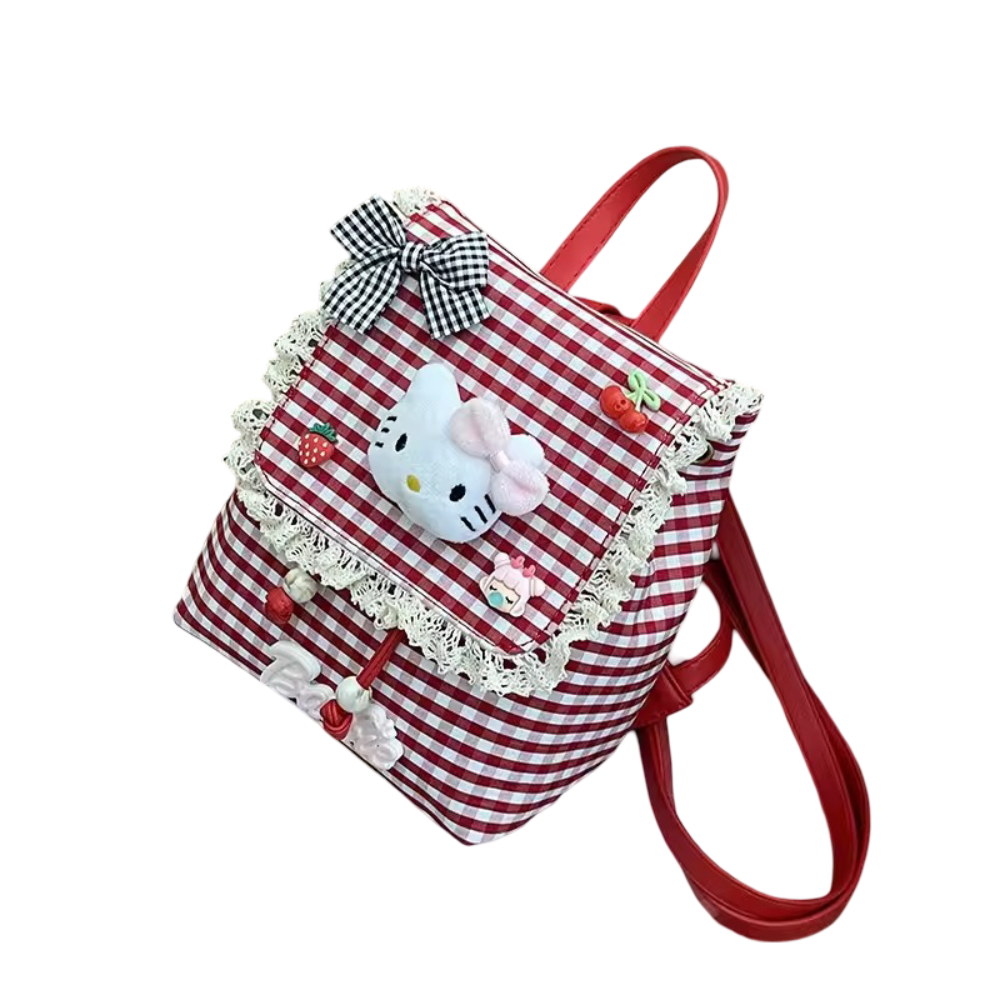 Sanrio Hello Kitty Kawaii Checkered Backpack
