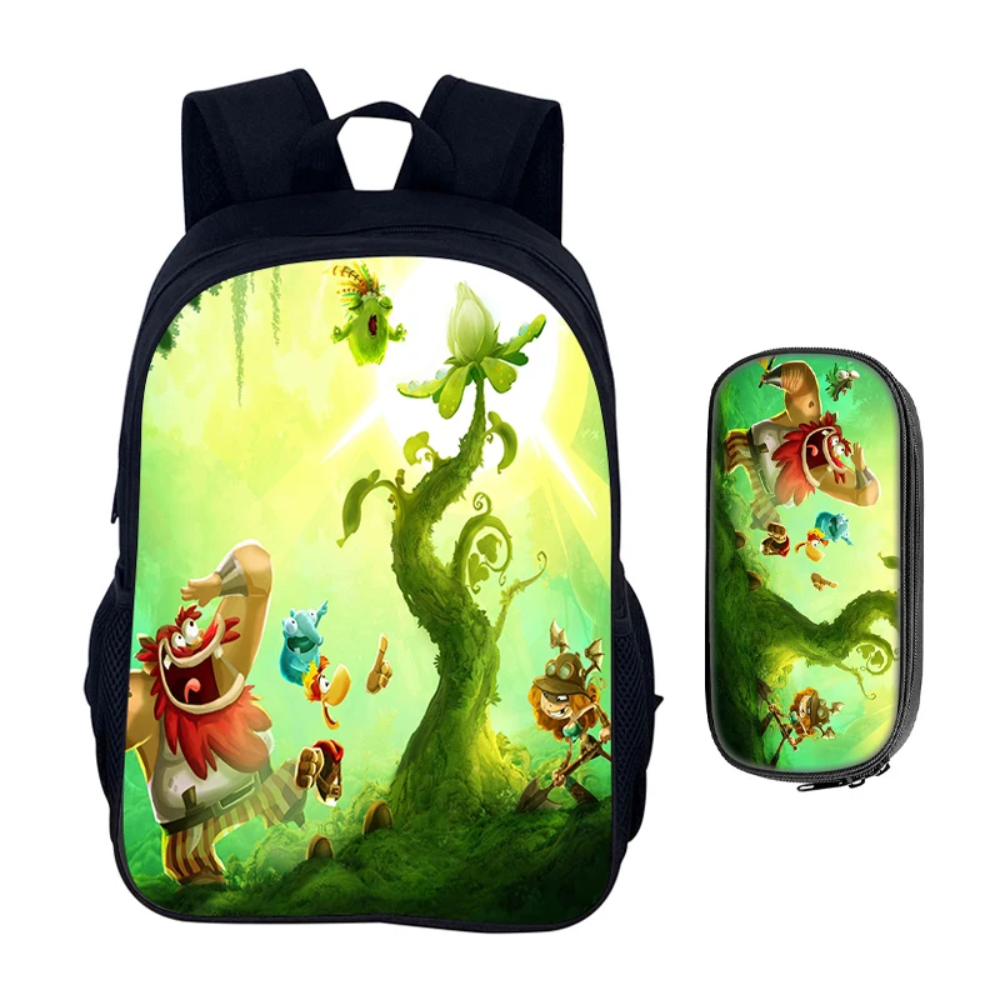 2Pcs/Set Kawaii Cartoon Rayman Adventures Backpack With Pencil Case