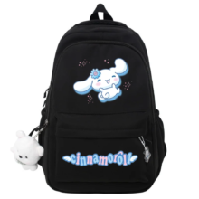 Kawaii Cartoon Cinnamoroll Printed Black Backpack Kawaii Cartoon Cinnamoroll Printed Black Backpack