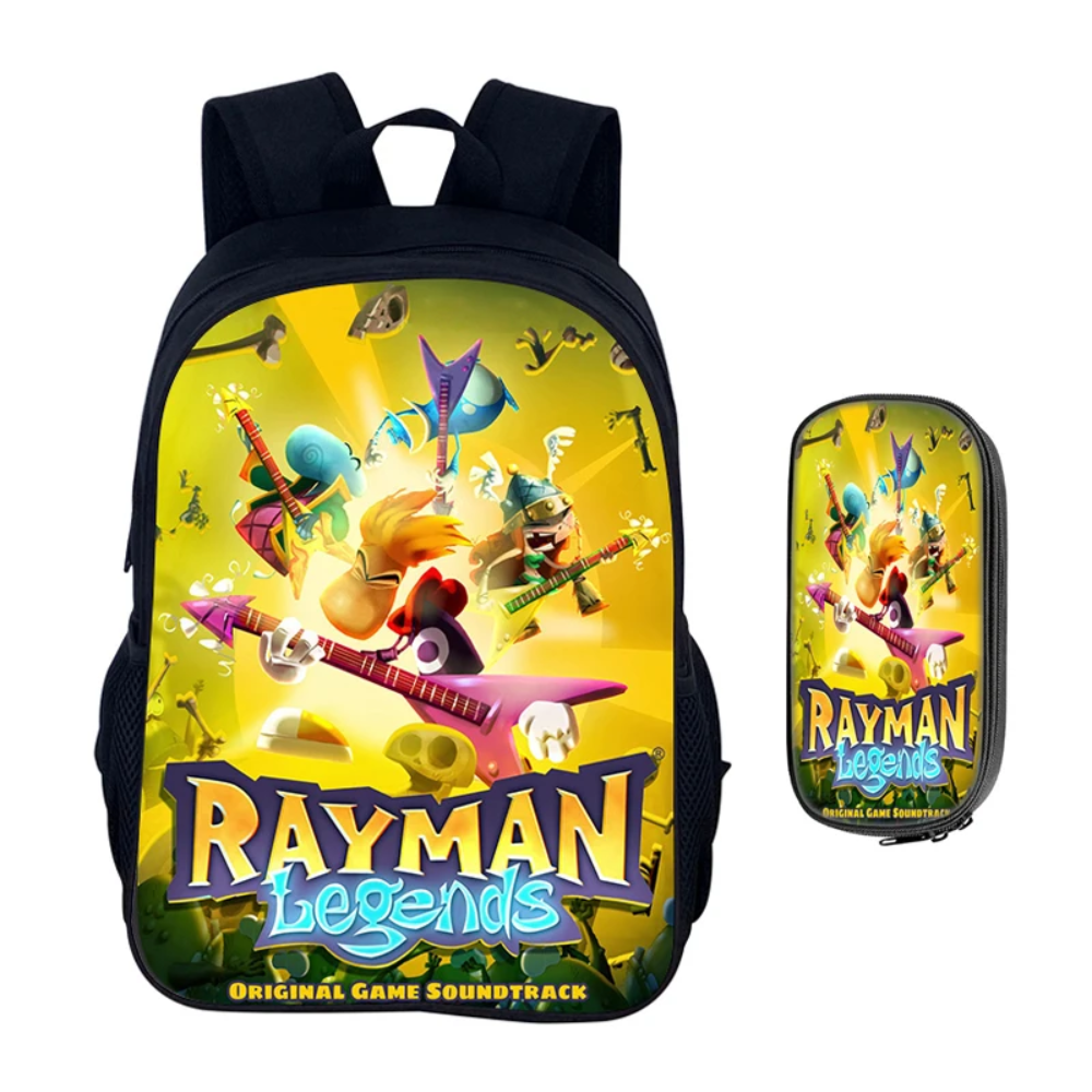 2Pcs/Set Kawaii Cartoon Rayman Legends Original Game Soundtrack Backpack With Pencil Case