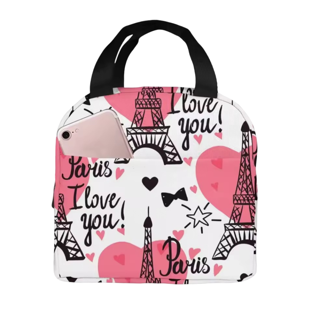 Kawaii Street View Of Paris Eiffel Tower Love Lunch Bag