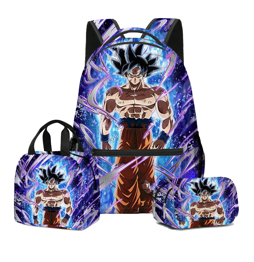 3Pcs/Set Kawaii Anime Dragon Ball Ultra Instinct Goku Printed Backpack