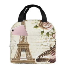 Kawaii Paris Eiffel Tower With Butterfly And Flower Lunch Bag Kawaii Paris Eiffel Tower With Butterfly And Flower Lunch Bag