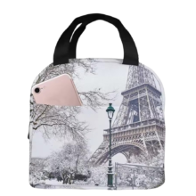 Kawaii Paris Eiffel Tower Printed White Lunch Bag Kawaii Paris Eiffel Tower Printed White Lunch Bag