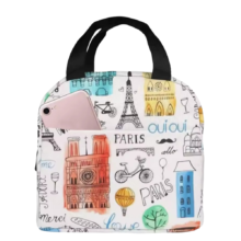 Paris Eiffel Tower Printed Kawaii Zipper Lunch Bag Paris Eiffel Tower Printed Kawaii Zipper Lunch Bag