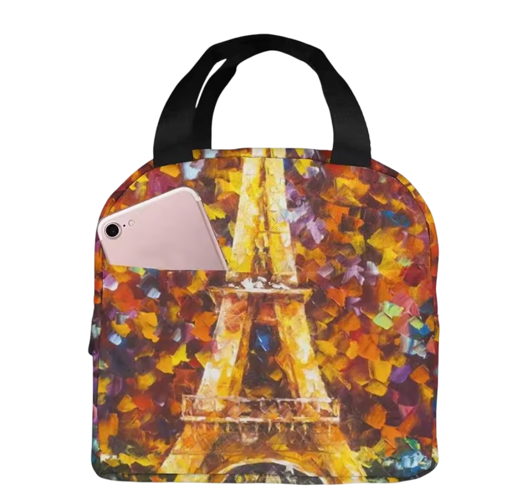 Street View Of Paris Eiffel Tower Kawaii Zipper Lunch Bag