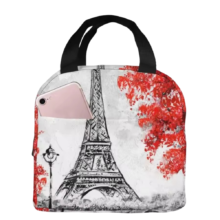 Kawaii Paris Eiffel Tower With Flowers Lunch Bag Kawaii Paris Eiffel Tower With Flowers Lunch Bag