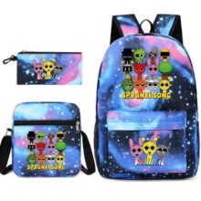3Pcs Anime Sprunki Kawaii Print Backpack 3Pcs Anime Sprunki Kawaii Print Backpack