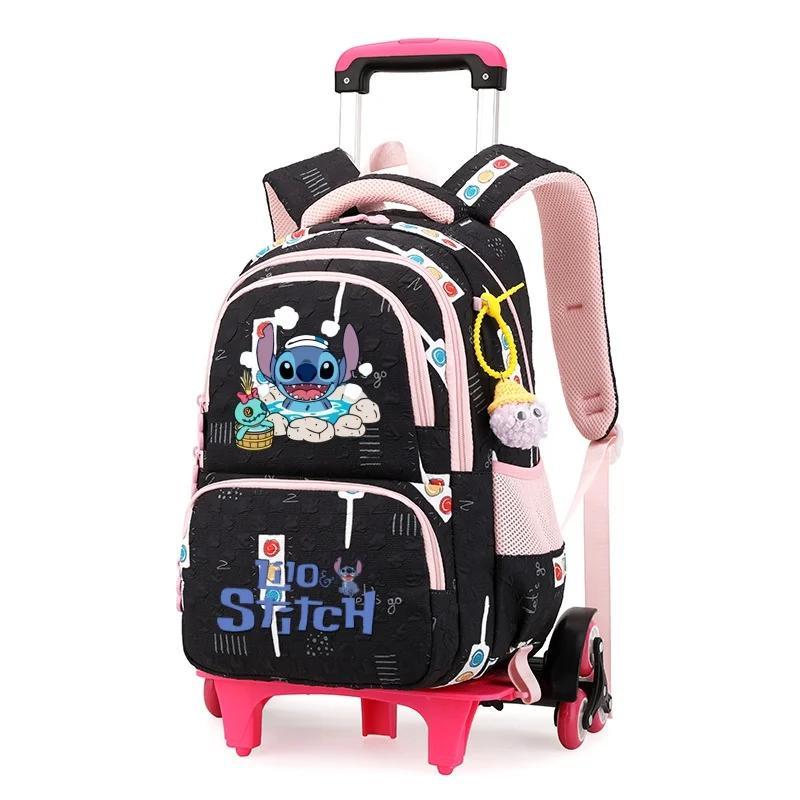  Cartoon Stitch And Angel Kawaii Print Trolley Backpack