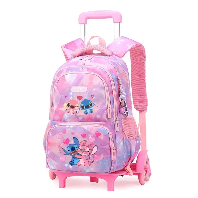 Kawaii Cartoon Stitch And Angel Trolley Backpack Kawaii Cartoon Stitch And Angel Trolley Backpack