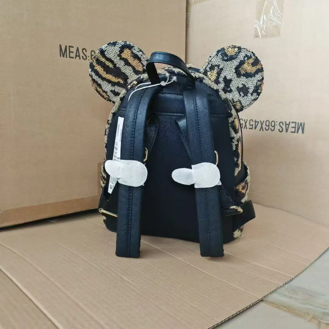 Kawaii Cartoon Minnie Mouse Leopard Sequin Backpack