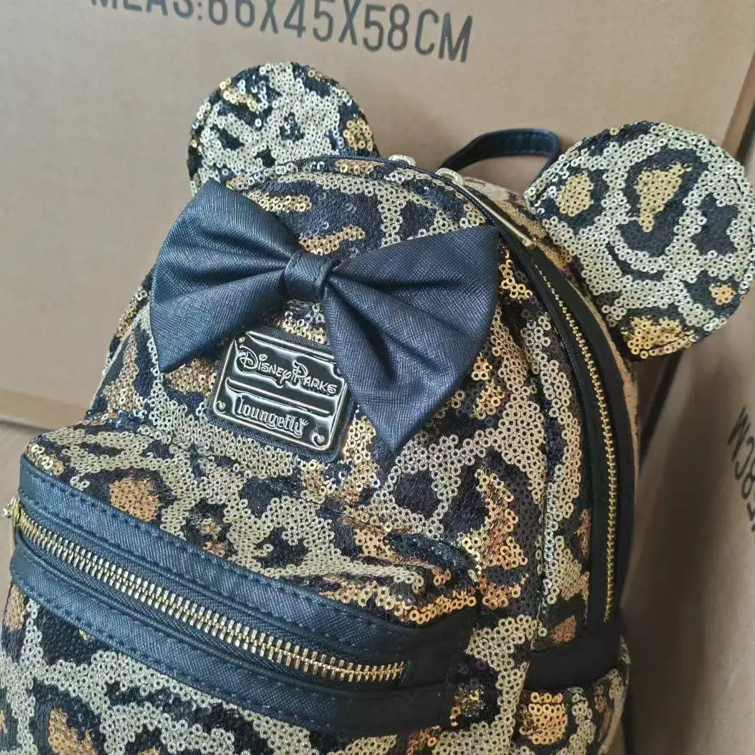 Kawaii Cartoon Minnie Mouse Leopard Sequin Backpack