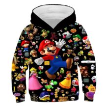 Kawaii Cartoon Super Mario Character Black Hoodie Kawaii Cartoon Super Mario Character Black Hoodie