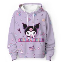 Kawaii Kuromi Purple 3D Printed Hoodie For Kid Kawaii Kuromi Purple 3D Printed Hoodie For Kid