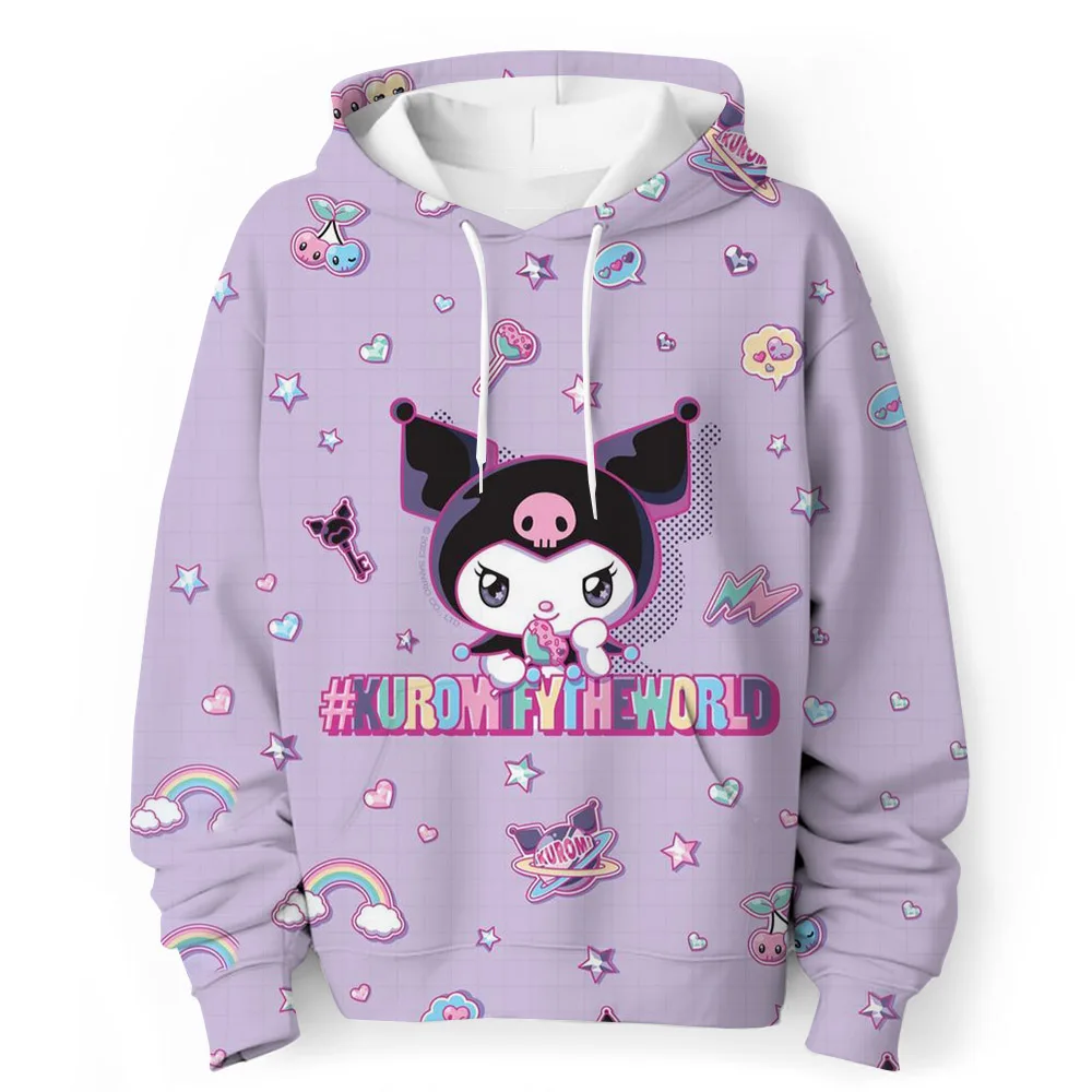 Kawaii Kuromi Purple 3D Printed Hoodie For Kid Kawaii Kuromi Purple 3D Printed Hoodie For Kid