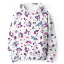 Kawaii Sanrio Kuromi And My Melody Pattern 3D Printed Hoodie For Kid Kawaii Sanrio Kuromi And My Melody Pattern 3D Printed Hoodie For Kid