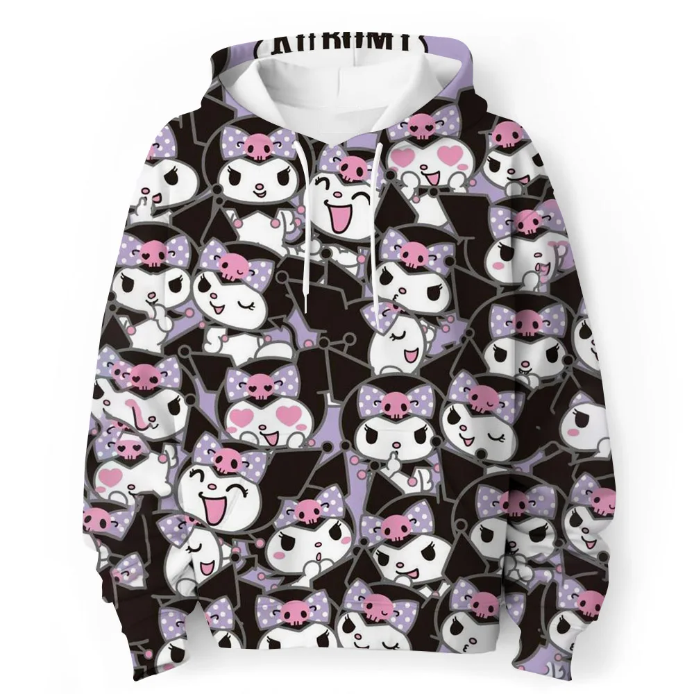 Kawaii Kuromi Pattern 3D Printed Hoodie For Kid