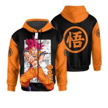 Kawaii Anime Dragon Ball Goku Super Saiyan God Zipper Hoodie Kawaii Anime Dragon Ball Goku Super Saiyan God Zipper Hoodie