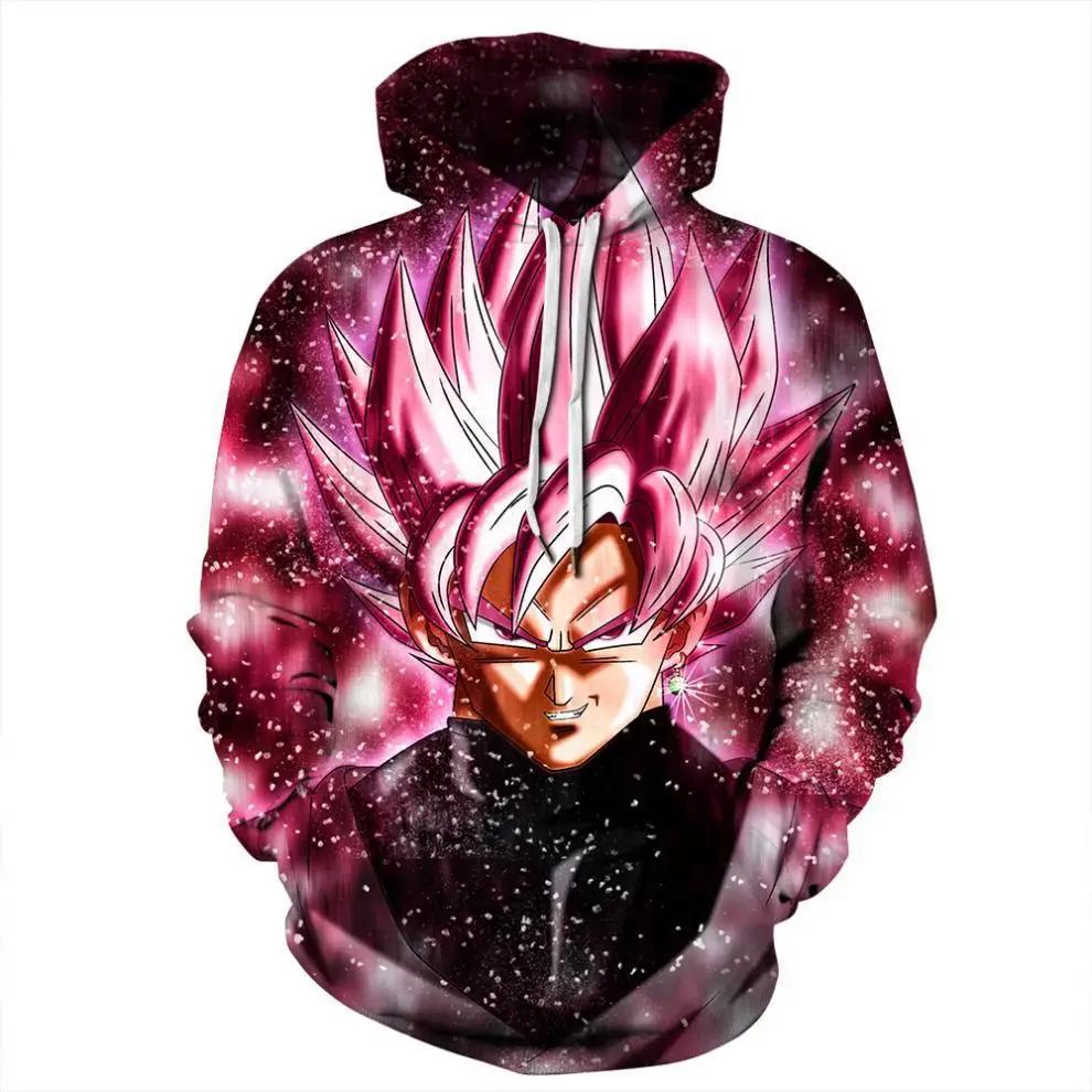 Kawaii Anime Dragon Ball Super Saiyan Rose Printed Hooded Sweatshirt