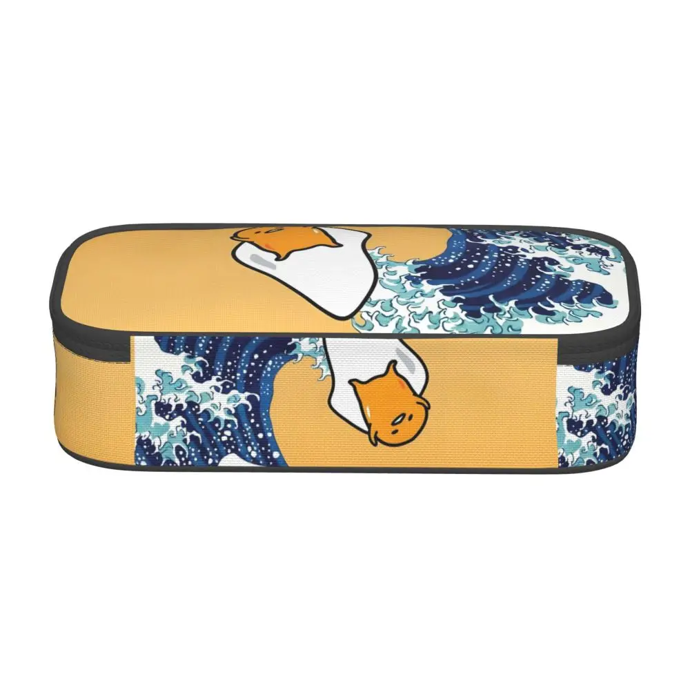 Kawaii Cartoon The Great Wave Off Kanagawa Gudetama Pencil Case